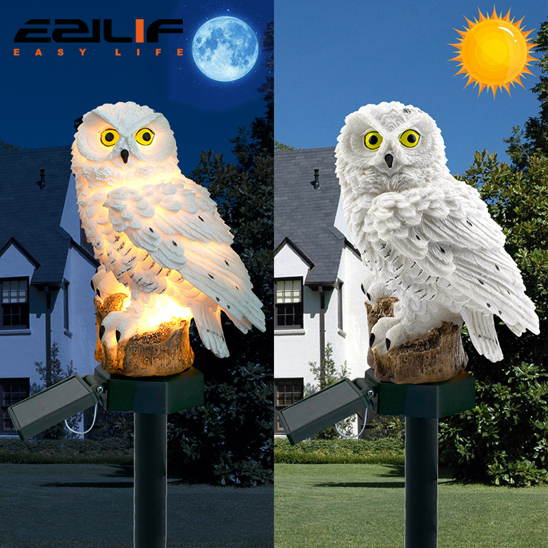 Outdoor Lighting Effects - Solar light owl animal sculpture solar