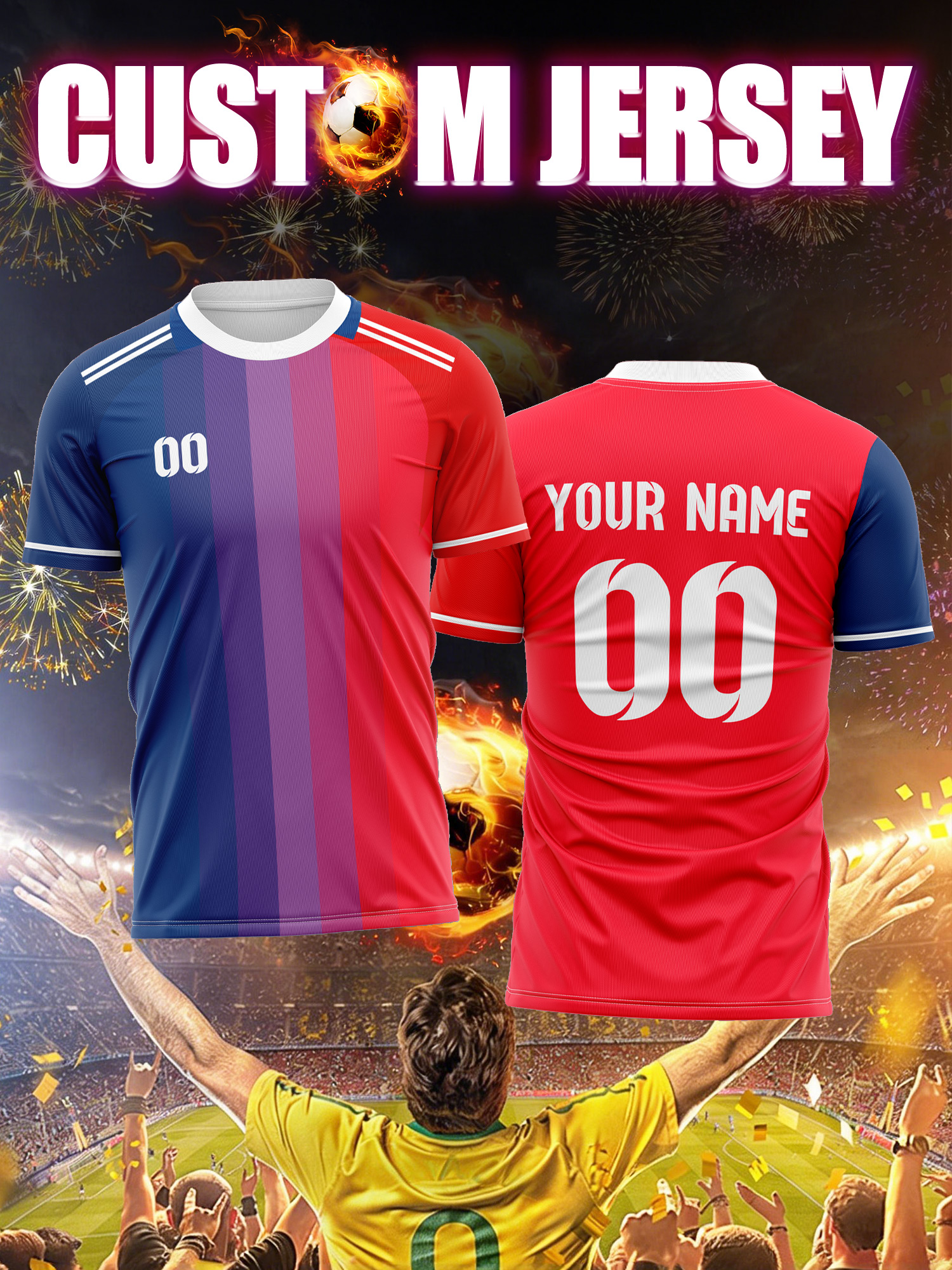 Outdoor Lighting Jersey - Custom Image Number Name Soccer Jersey,Dirt