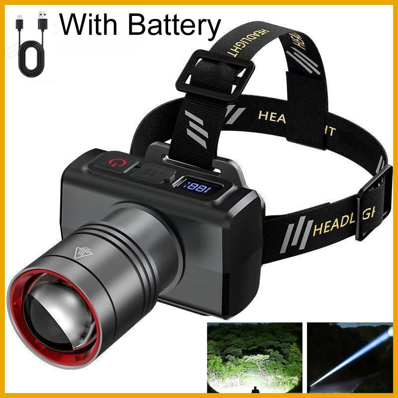 Outdoor Lighting Guide - 2026 LED digital Rechargeable Headlamp Super