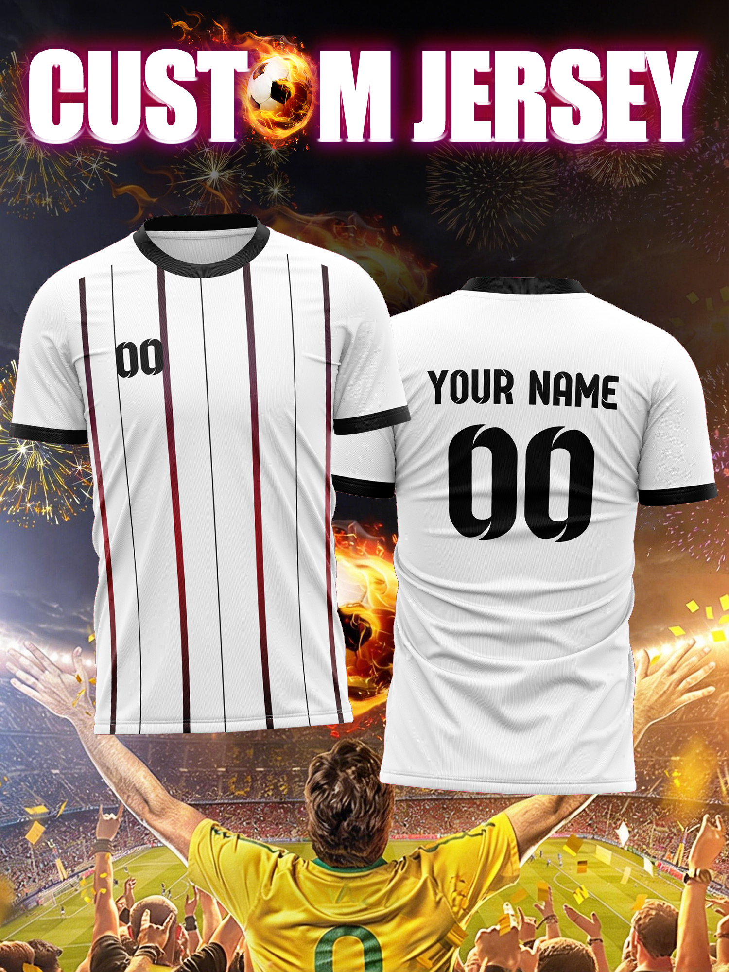 Outdoor Lighting Jersey - Custom Image Number Name Soccer Jersey,Water-Repellent