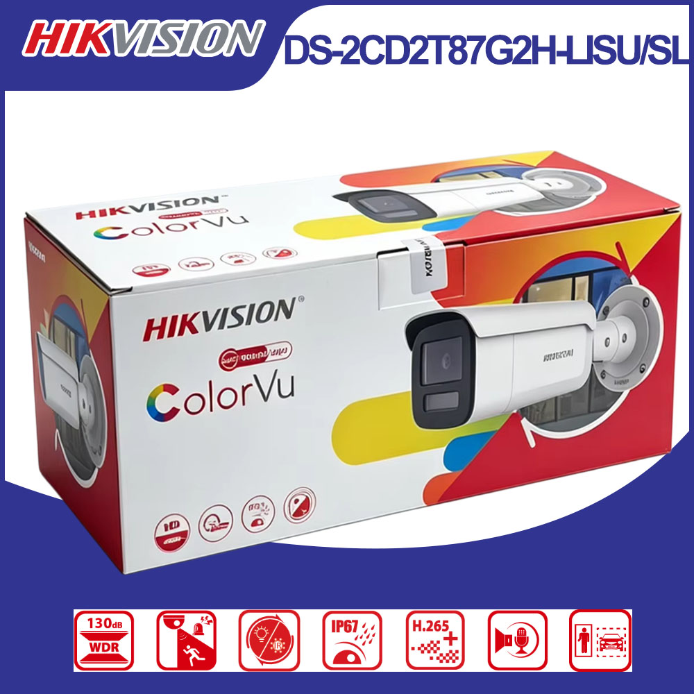 Outdoor Lighting Mains Powered - Hikvision DS-2CD2T87G2H-LISU/SL 8MP 180° Panoramic ColorVu