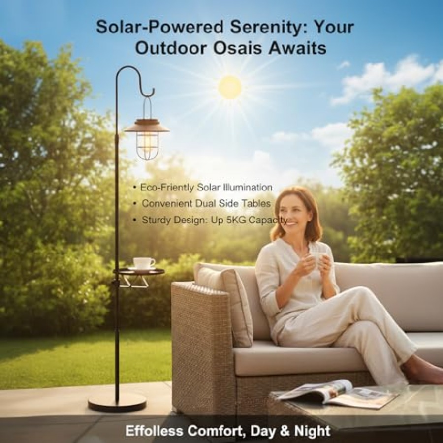 Solar Floor Lamp with Table, 6 - Outdoor Lighting Lamps recensione e prezzo