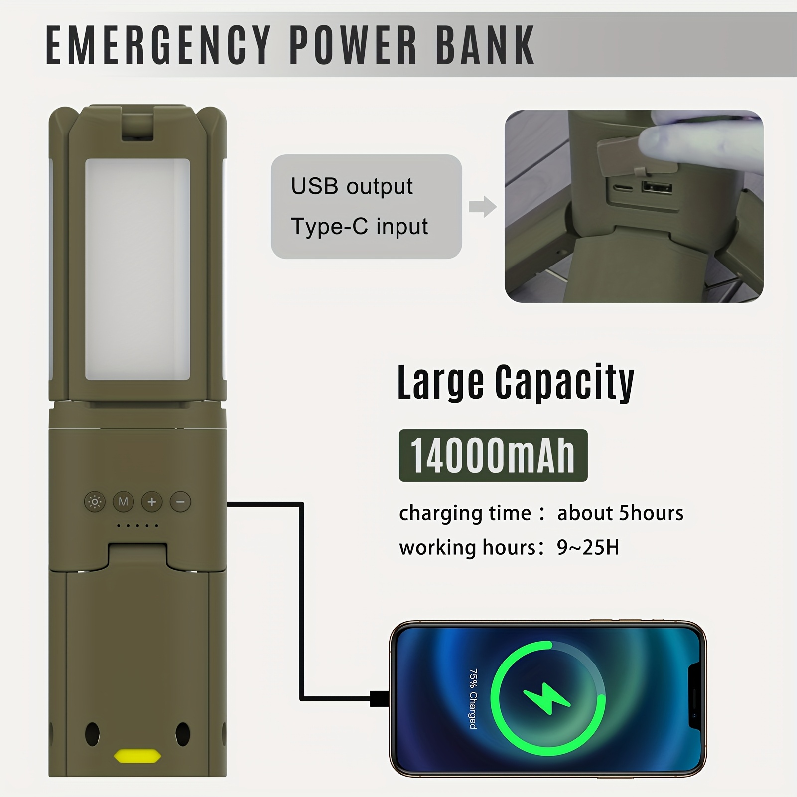 Camping Lantern, 14000mAh Rech - Outdoor Lighting Switch recensione e prezzo