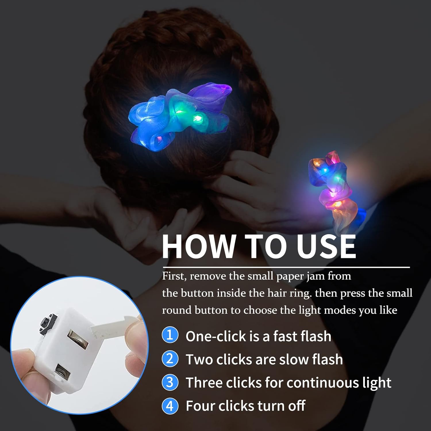 6pcs LED Scrunchies Hair Bands - Outdoor Lighting Effects recensione e prezzo
