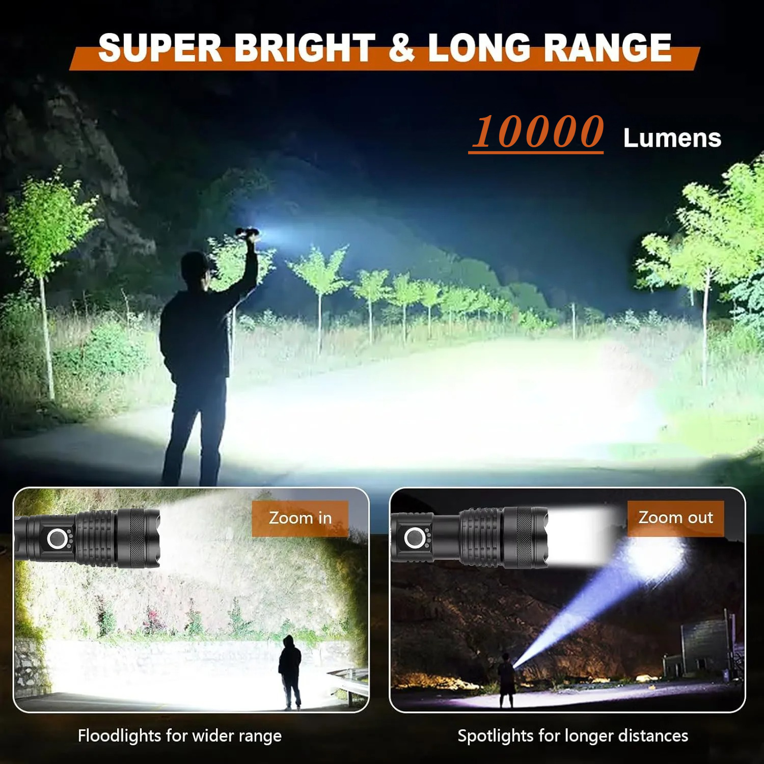 High Power LED Flashlight Rech - Outdoor Lighting Landscape recensione e prezzo